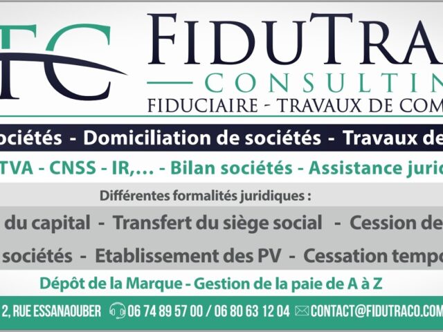 FIDUTRACO CONSULTING : Création d'entreprise, domiciliation de société & Comptabilité de sociétés - Casablanca - +212 674-895700