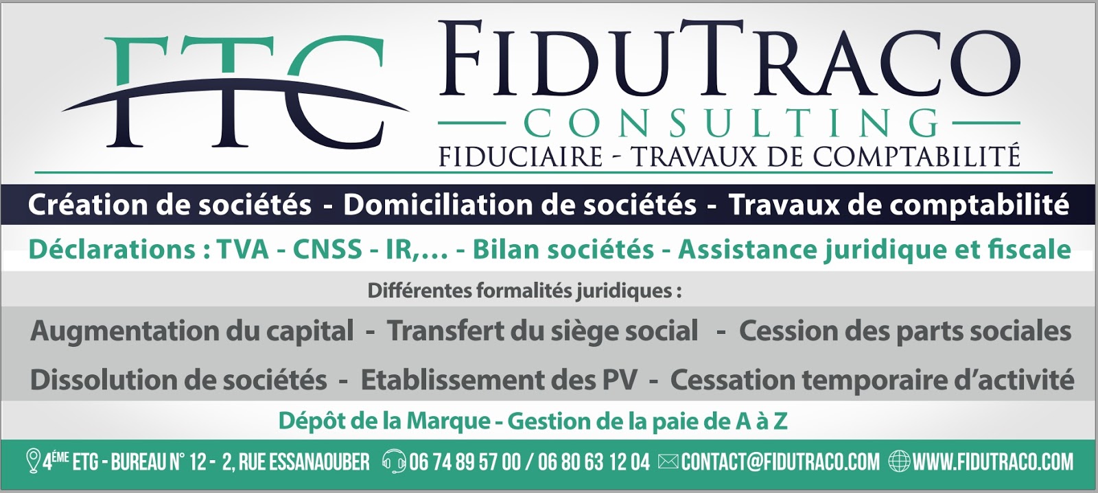 FIDUTRACO CONSULTING : Création d'entreprise