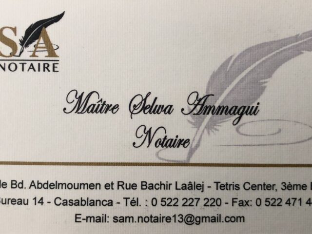 Notaire Maitre Selwa Ammagui - Casablanca - +212 5222-27220