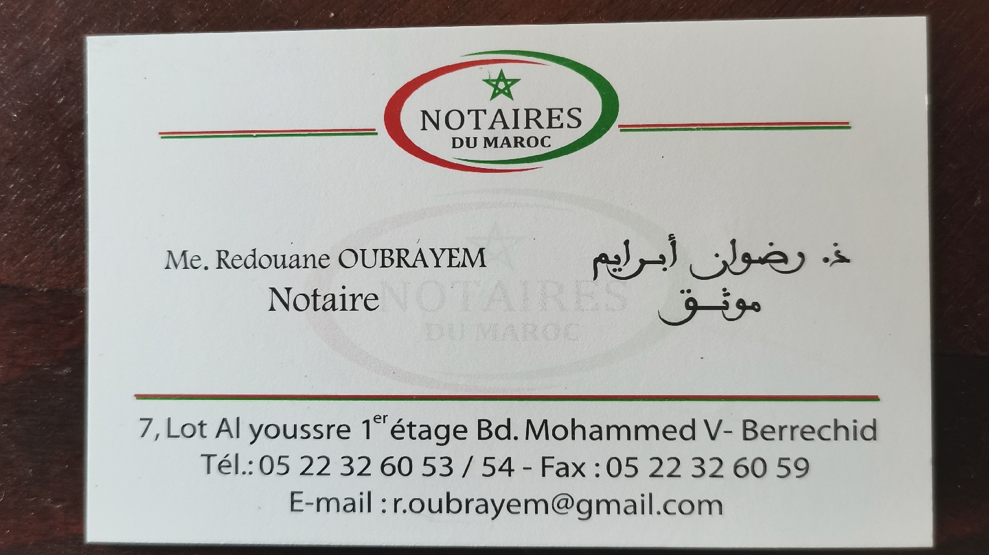 OUBRAYEM REDOUANE NOTAIRE