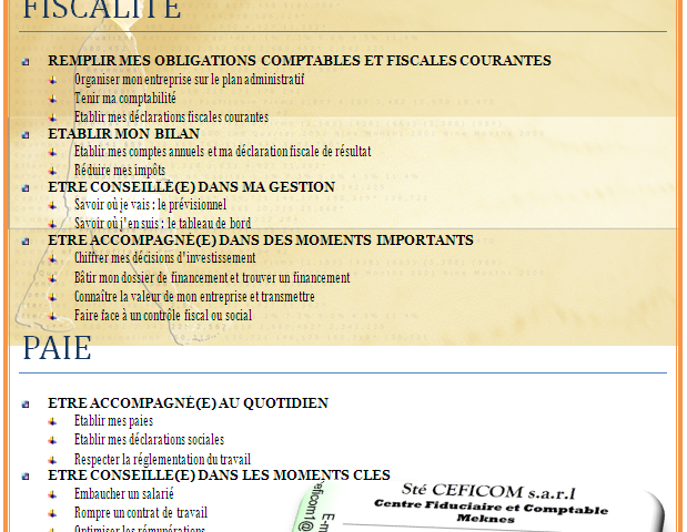 Centre Fiduciaire et Comptable Meknès (Ceficom) - El Haj Kaddour - +212 662-630928