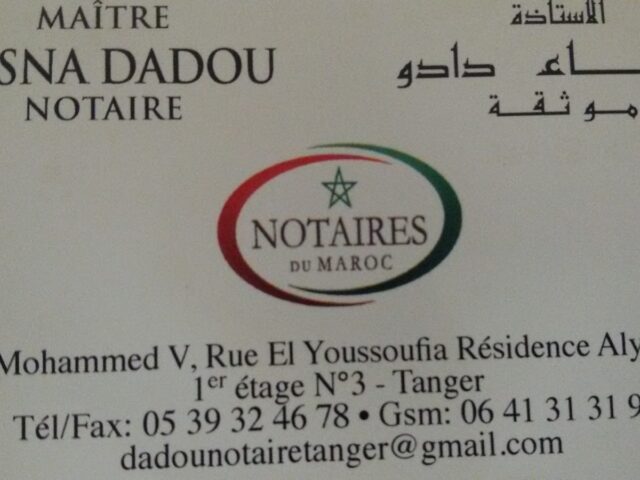 Notaire Hasna Dadou - N°3 - +212 5393-24678
