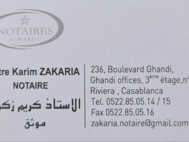 Etude Maitre ZAKARIA Karim - Notaire - Casablanca - +212 5228-50515