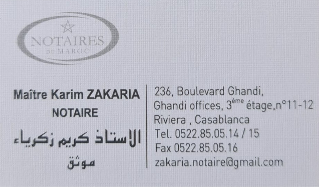 Etude Maitre ZAKARIA Karim - Notaire