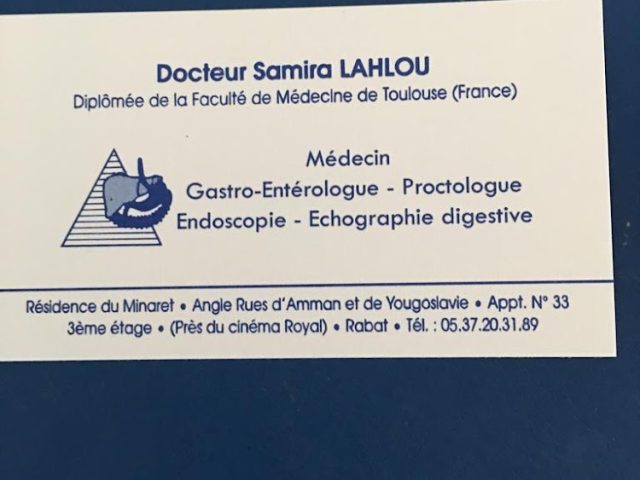 Dr LAHLOU SAMIRA Gastro-Enterologue Hepatologue - Rabat - +212 5372-03189