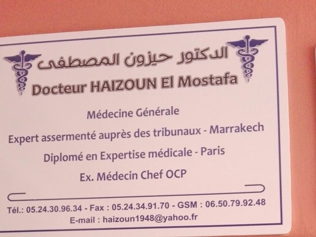 Dr. Haizoun El Mostafa (Medecin Général) - Marrakech - +212 5243-09634