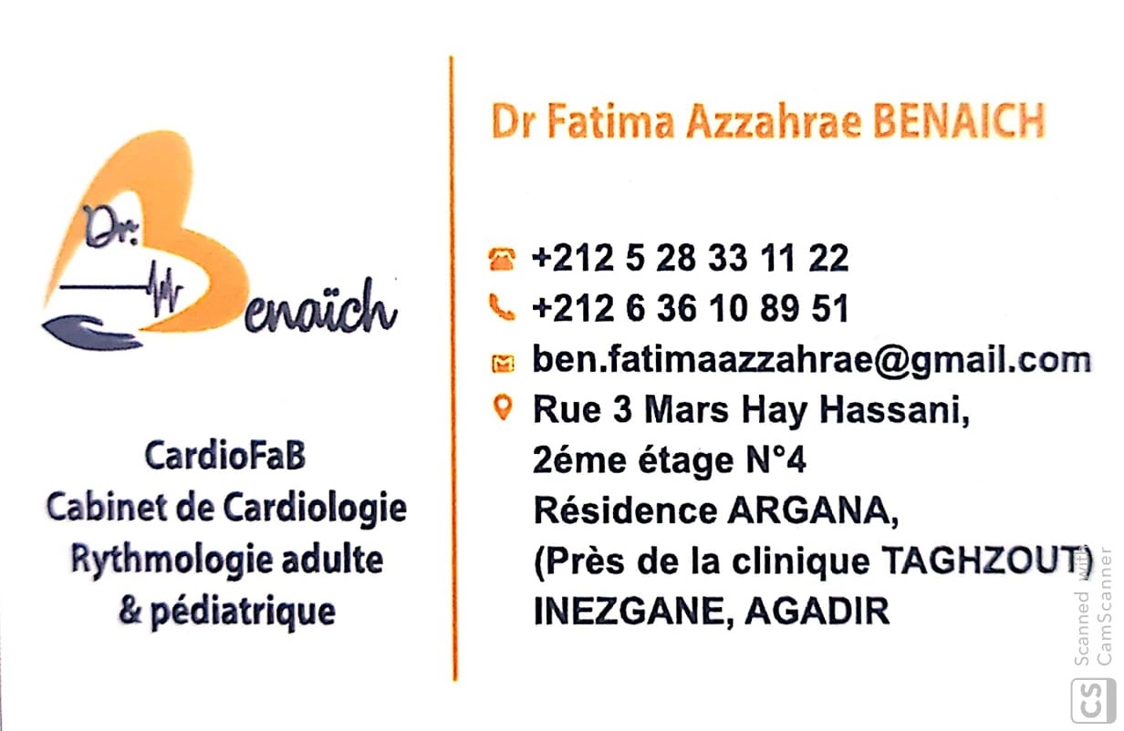 Cabinet Cardiologie et Rythmologie Dr. Fatima Azzahrae Benaich
