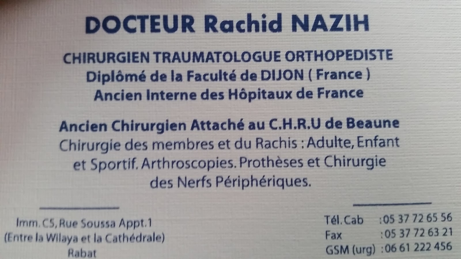 Docteur Rachid Nazih Traumatologue
